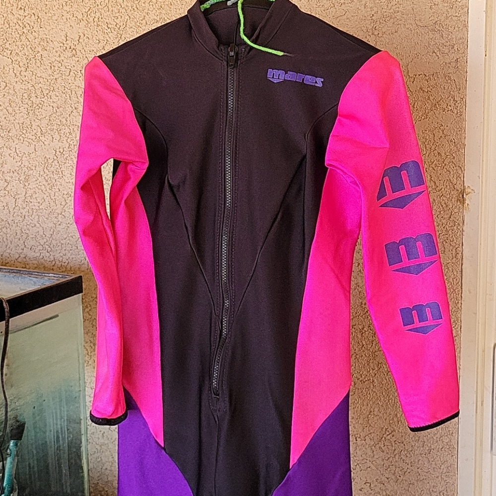 Vintage MARES Reversible pink/purple and blue/green Scuba Suit Wetsuit Sz S  USA